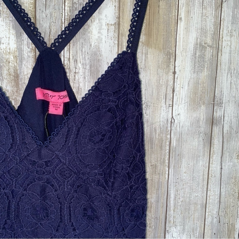 Betsy Johnson Navy Lace Strappy Dress Medium - Picture 3 of 7
